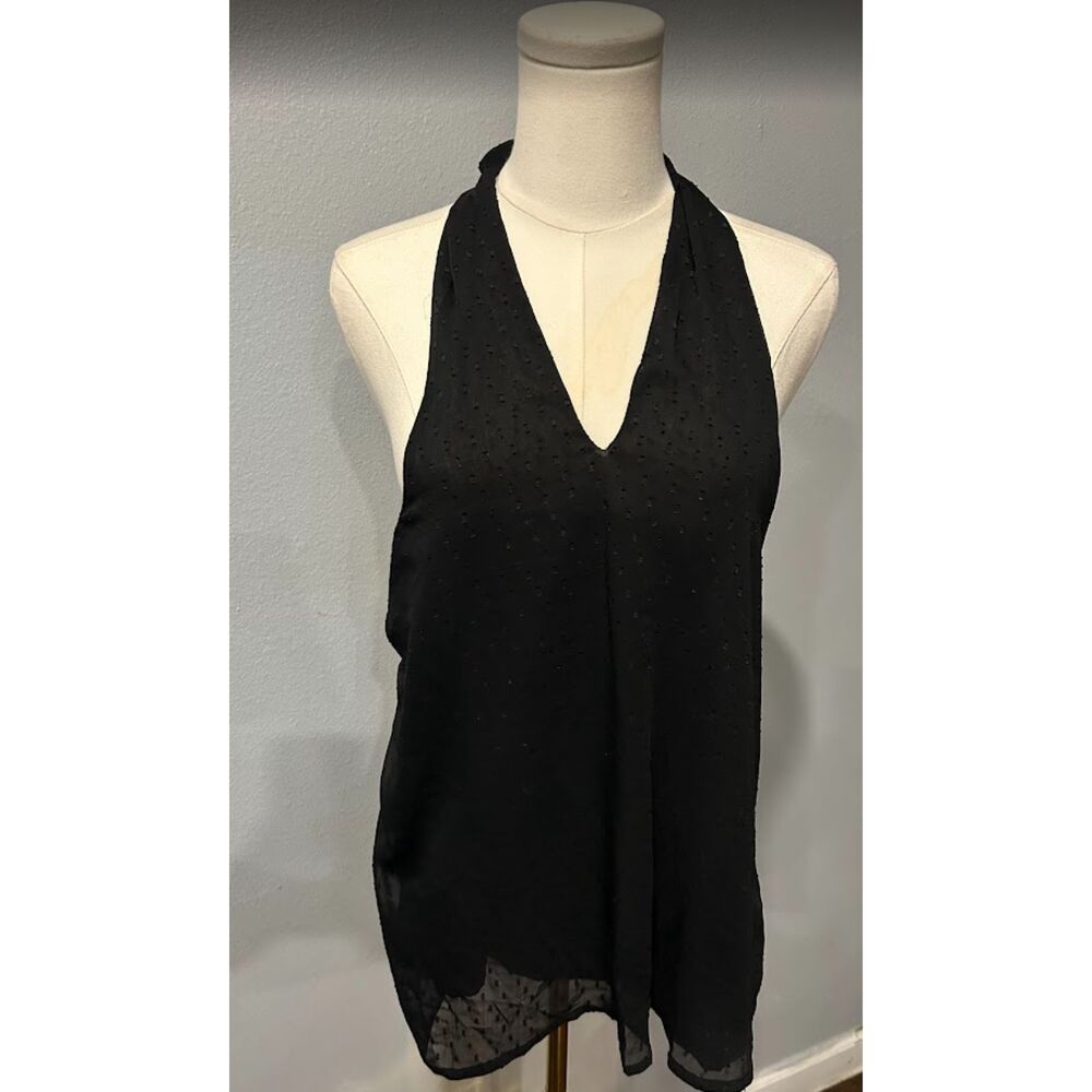 MakeMeChic black Swiss dot halter top
